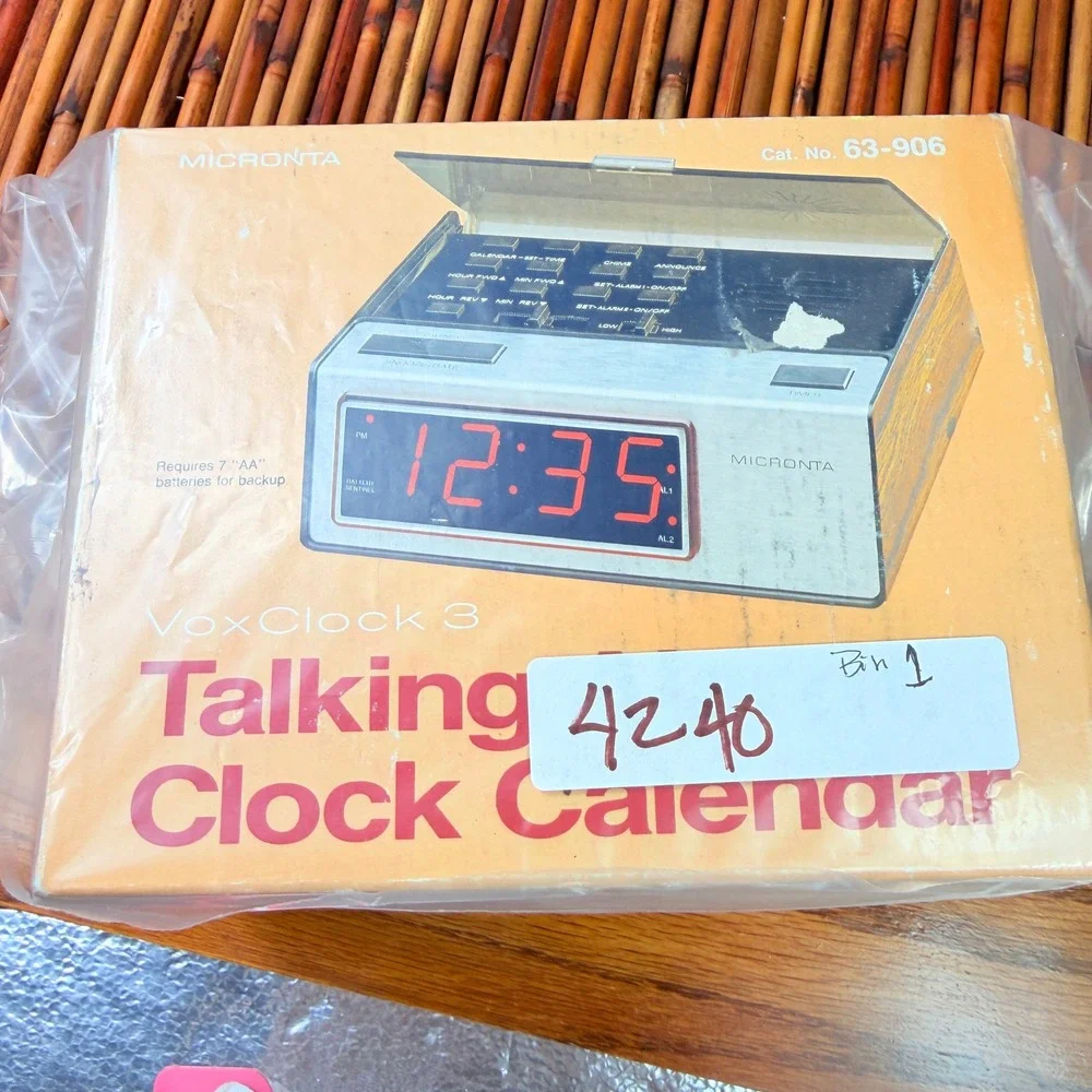 Micronta Talking Alarm Clock VoxClock 3 Silver 63-906 Tested Works! Radio Shack